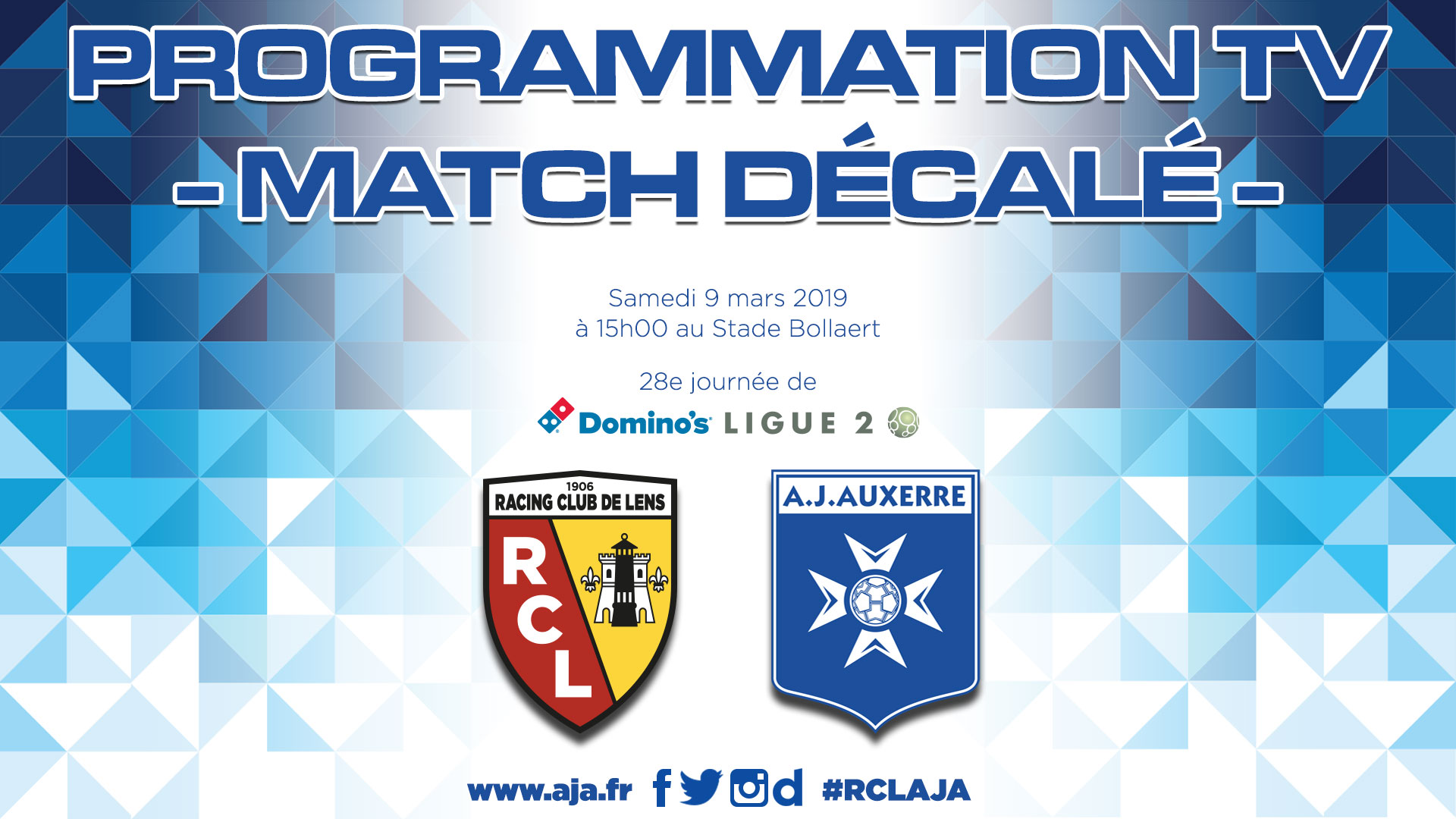 RCL - AJA décalé au samedi 9 mars